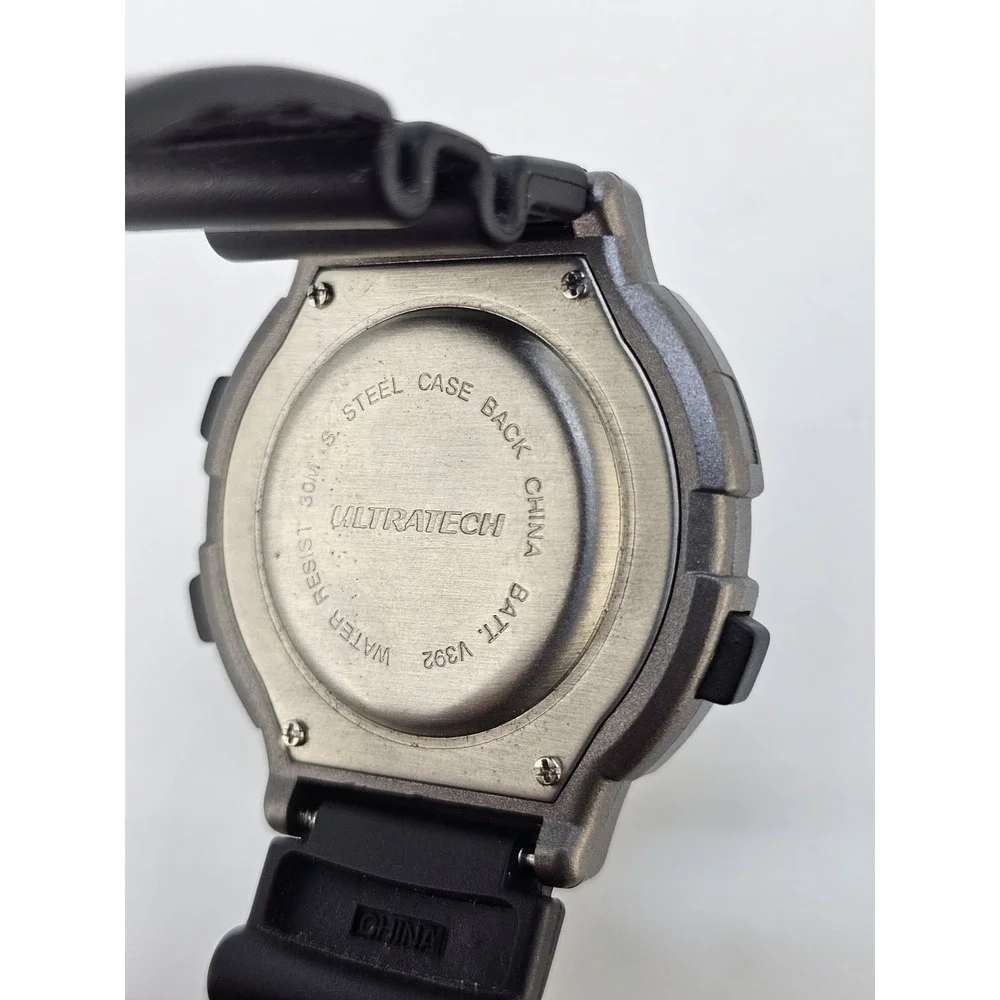 Men's Sports Digital Watch 44MM Black Plastic Bands Alarm Chrono New Battery